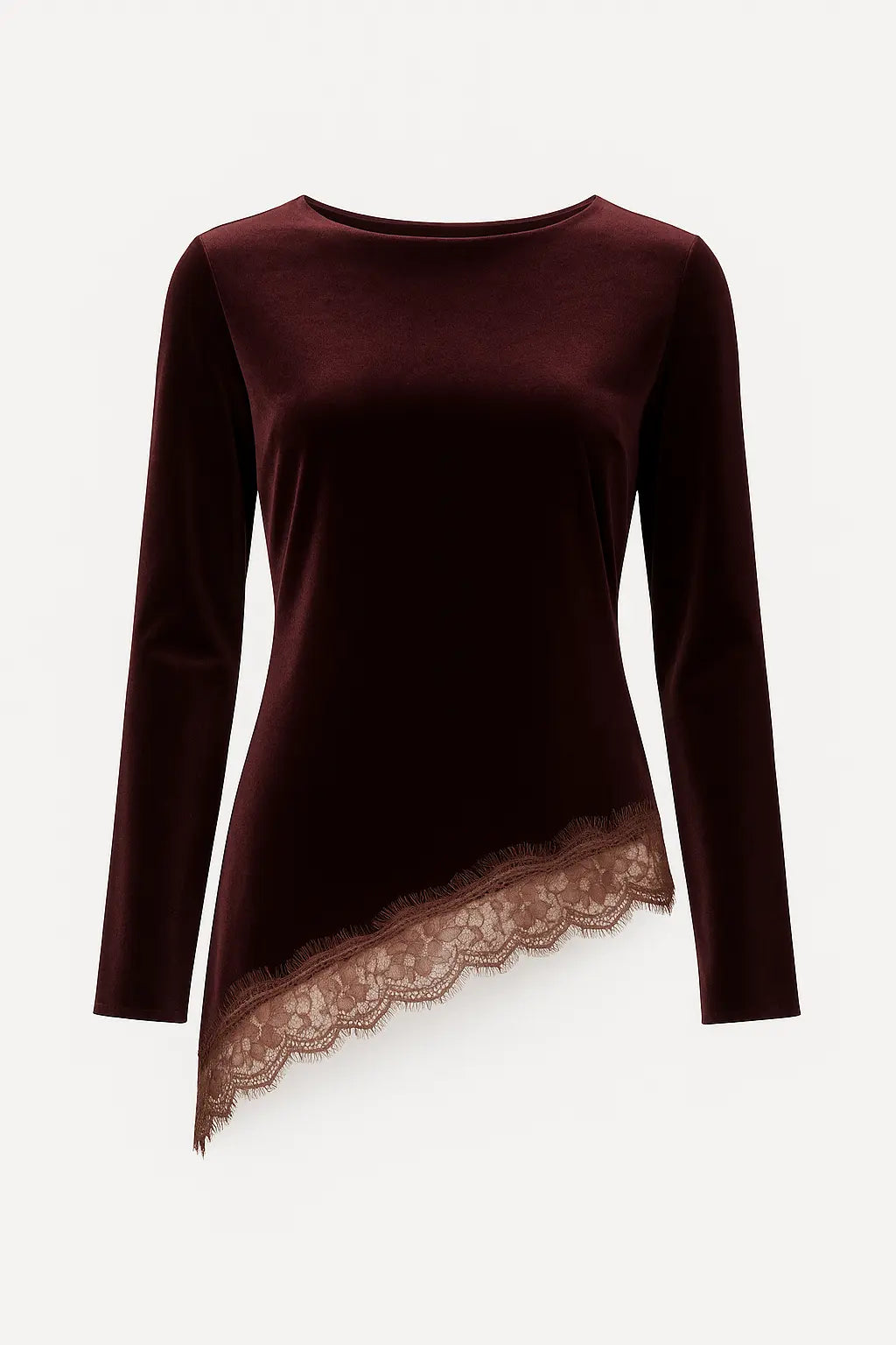 Blusa con bordo in pizzo asimmetrico IRONICA Taglia unica (44/46 o M/L) / Moro