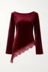 Blusa con bordo in pizzo asimmetrico IRONICA Taglia unica (44/46 o M/L) / Bordeaux