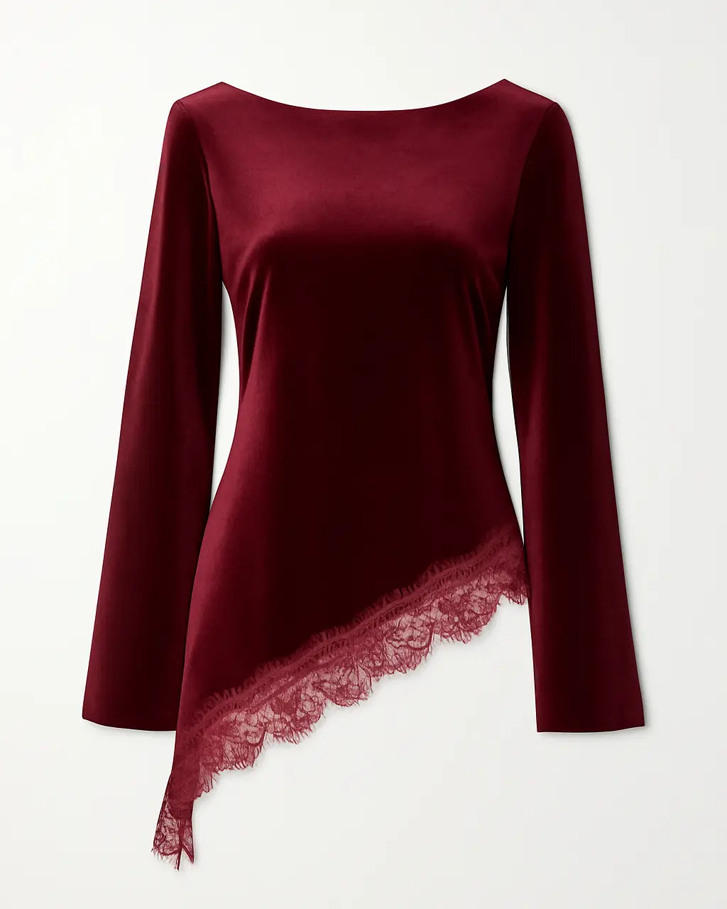 Blusa con bordo in pizzo asimmetrico IRONICA Taglia unica (44/46 o M/L) / Bordeaux
