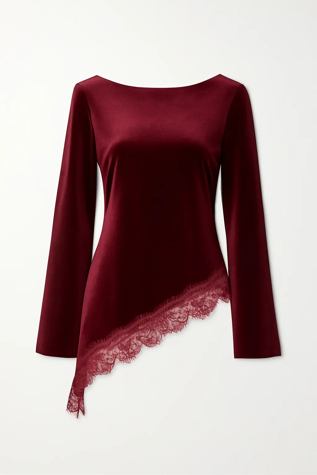 Blusa con bordo in pizzo asimmetrico IRONICA Taglia unica (44/46 o M/L) / Bordeaux