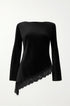 Blusa con bordo in pizzo asimmetrico IRONICA Taglia unica (44/46 o M/L) / Nero