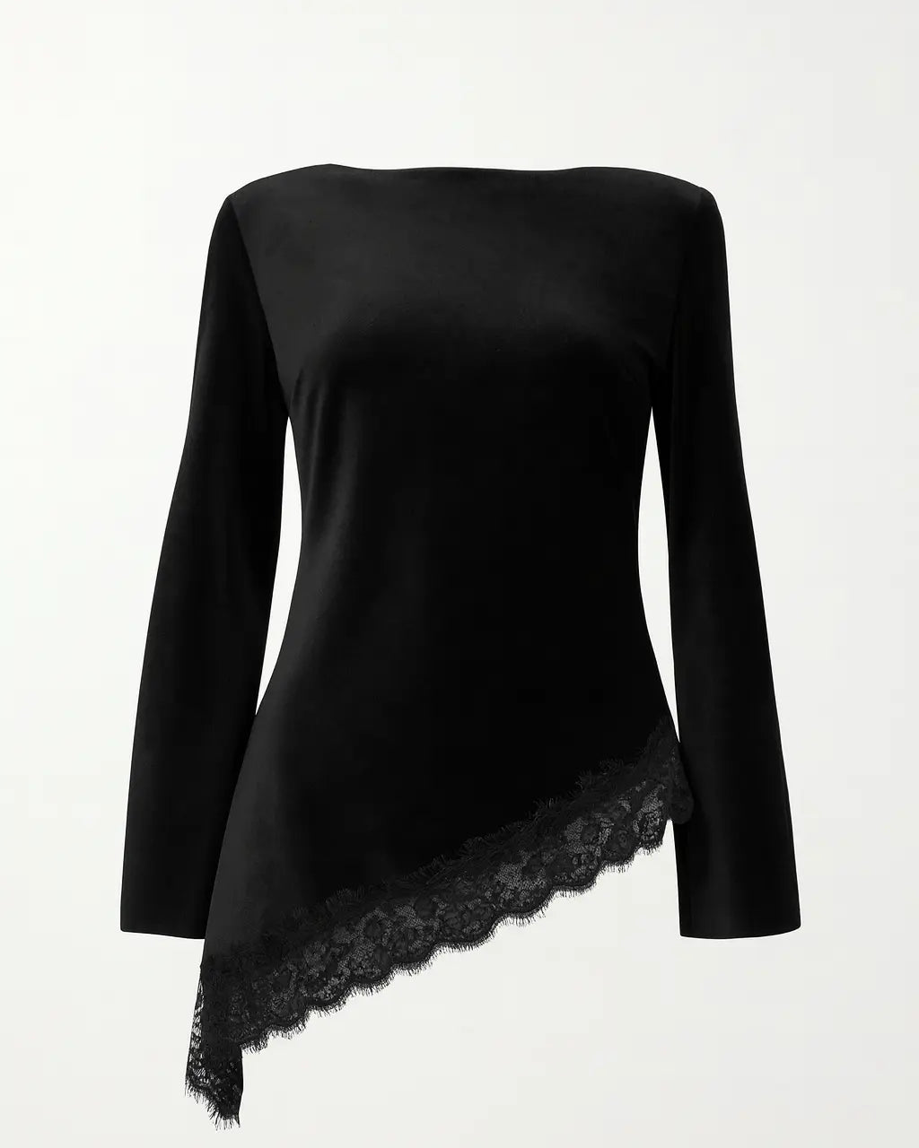 Blusa con bordo in pizzo asimmetrico IRONICA Taglia unica (44/46 o M/L) / Nero