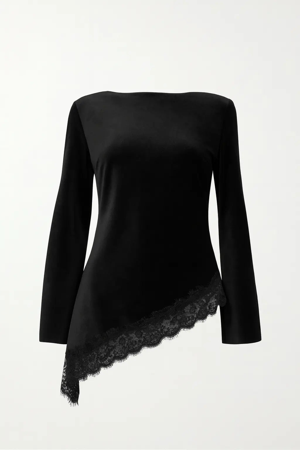 Blusa con bordo in pizzo asimmetrico IRONICA Taglia unica (44/46 o M/L) / Nero