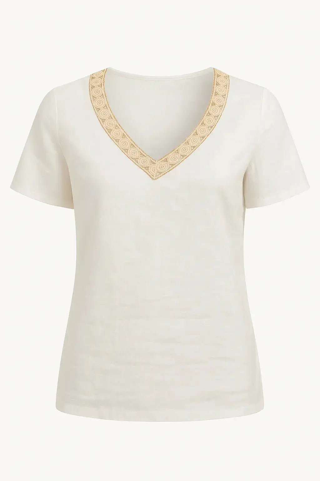Blusa con con passamaneria e scollo a V a mezze maniche DORABELLA XXL