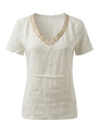 Blusa con con passamaneria e scollo a V a mezze maniche DORABELLA