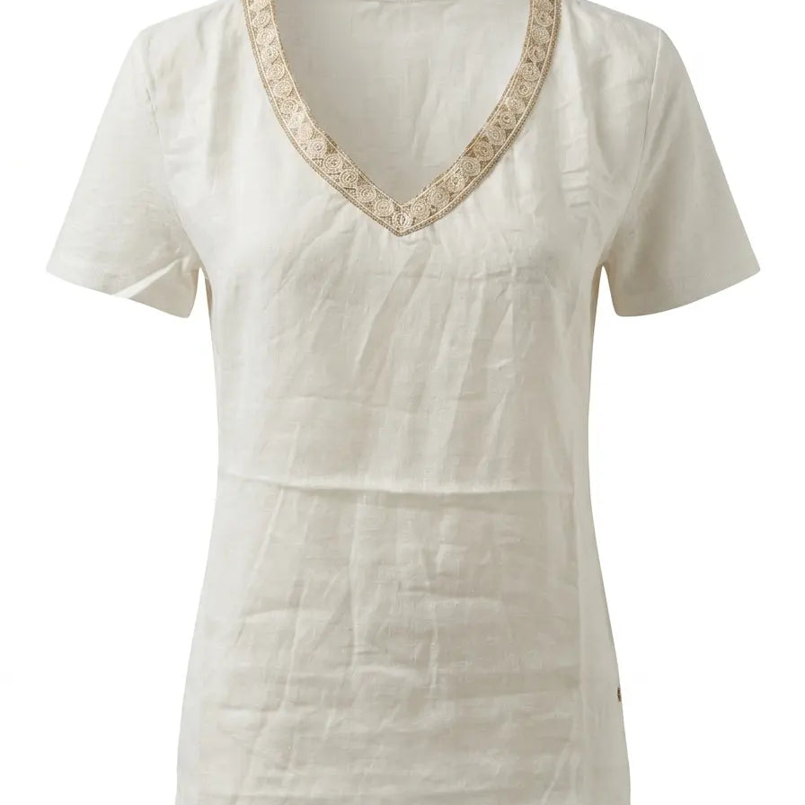 Blusa con con passamaneria e scollo a V a mezze maniche DORABELLA