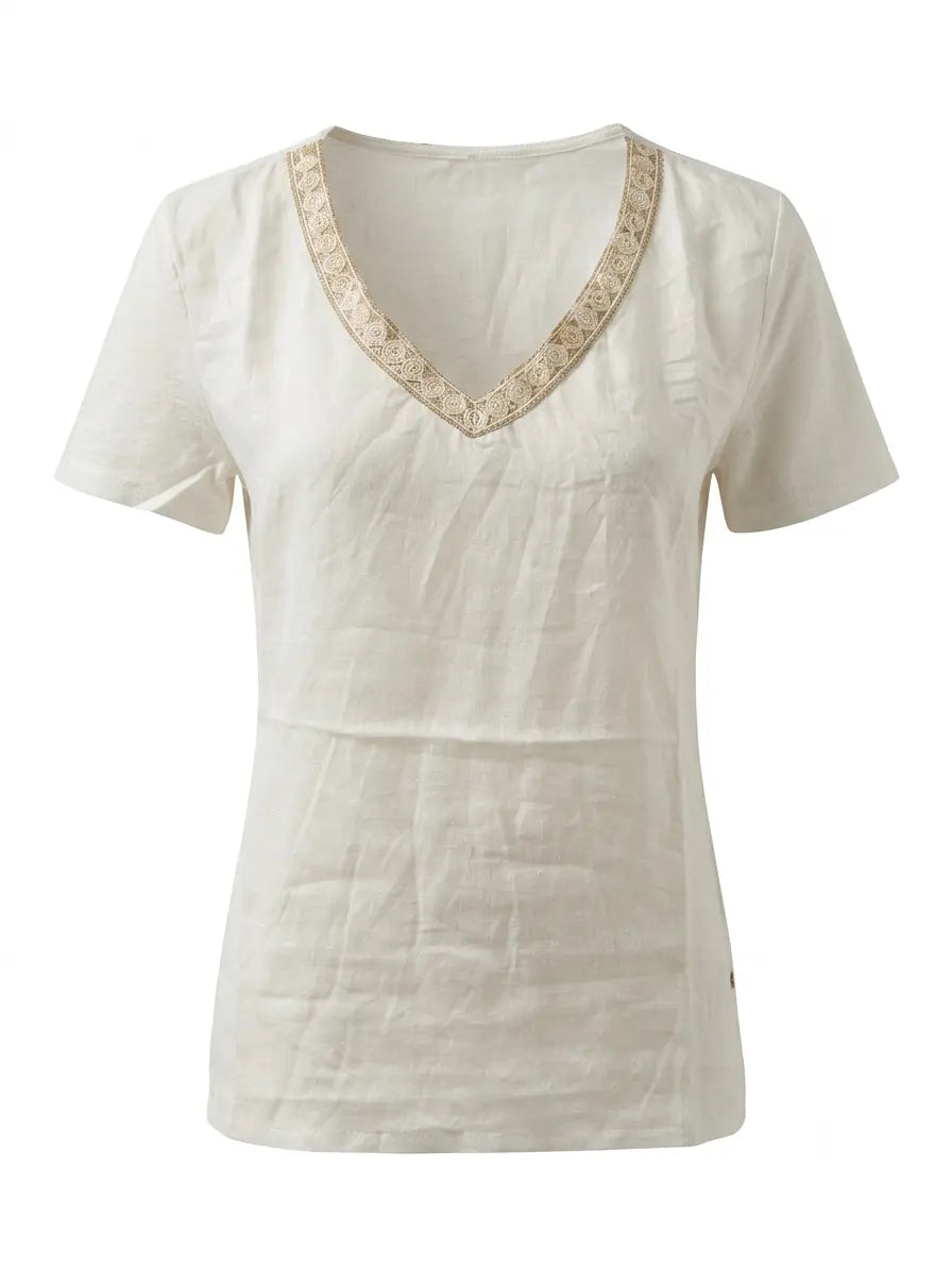 Blusa con con passamaneria e scollo a V a mezze maniche DORABELLA