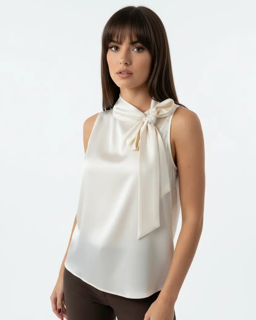 Blusa con fiocco al collo DORABELLA