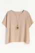 Blusa con fondo sorriso e collana accessorio Unica by Dorabella Beige-Taglia-Unica-Curvy-fino-alla-54