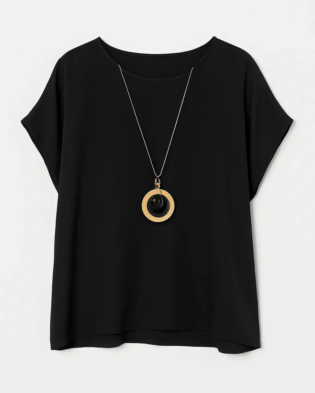 Blusa con fondo sorriso e collana accessorio Unica by Dorabella Nero-Taglia-Unica-Curvy-fino-alla-54