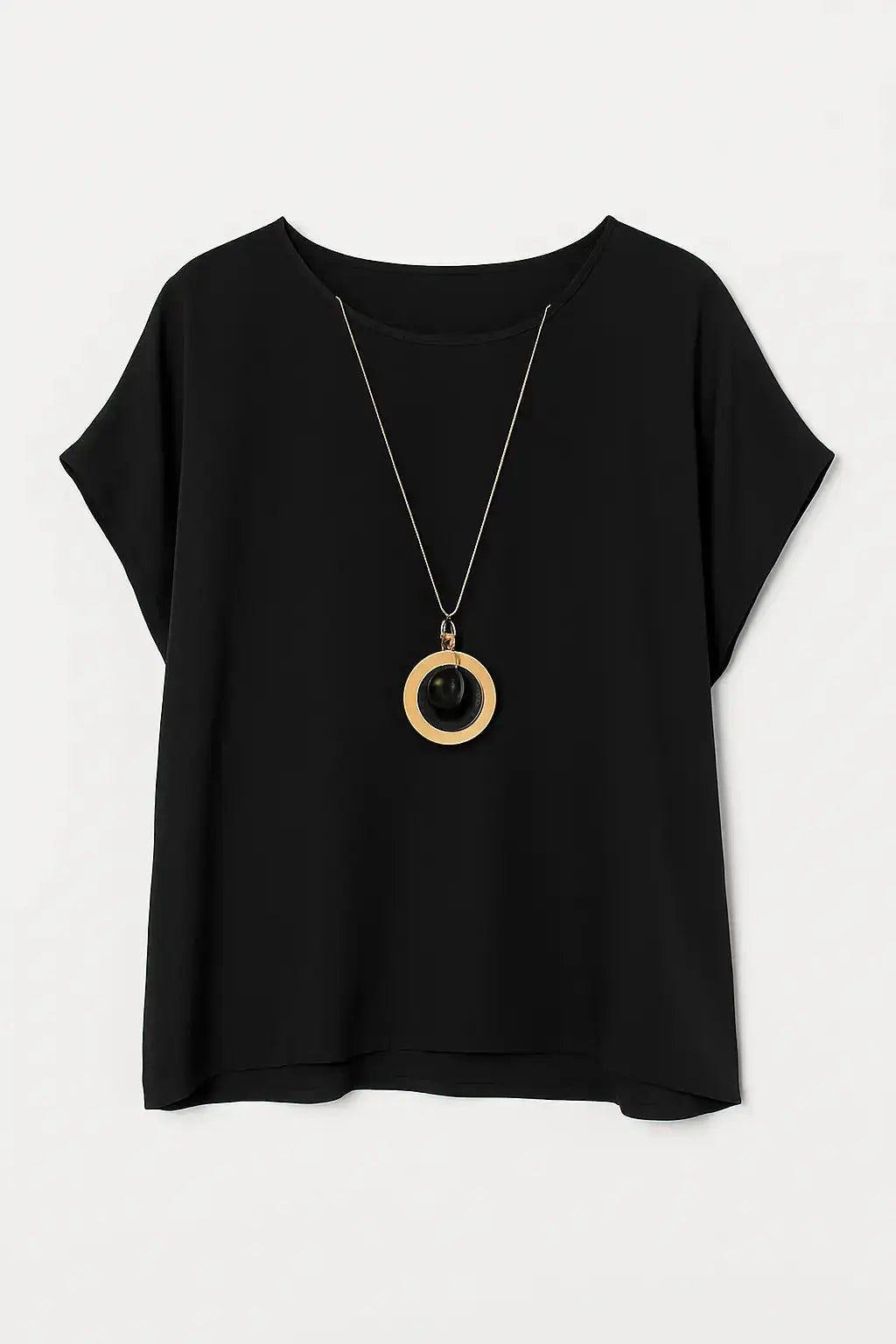 Blusa con fondo sorriso e collana accessorio Unica by Dorabella Nero-Taglia-Unica-Curvy-fino-alla-54