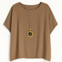 Blusa con fondo sorriso e collana accessorio Unica by Dorabella camel-Taglia-Unica-Curvy-fino-alla-54