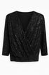 Blusa con incrocio in paillettes DORABELLA XXL / Nero
