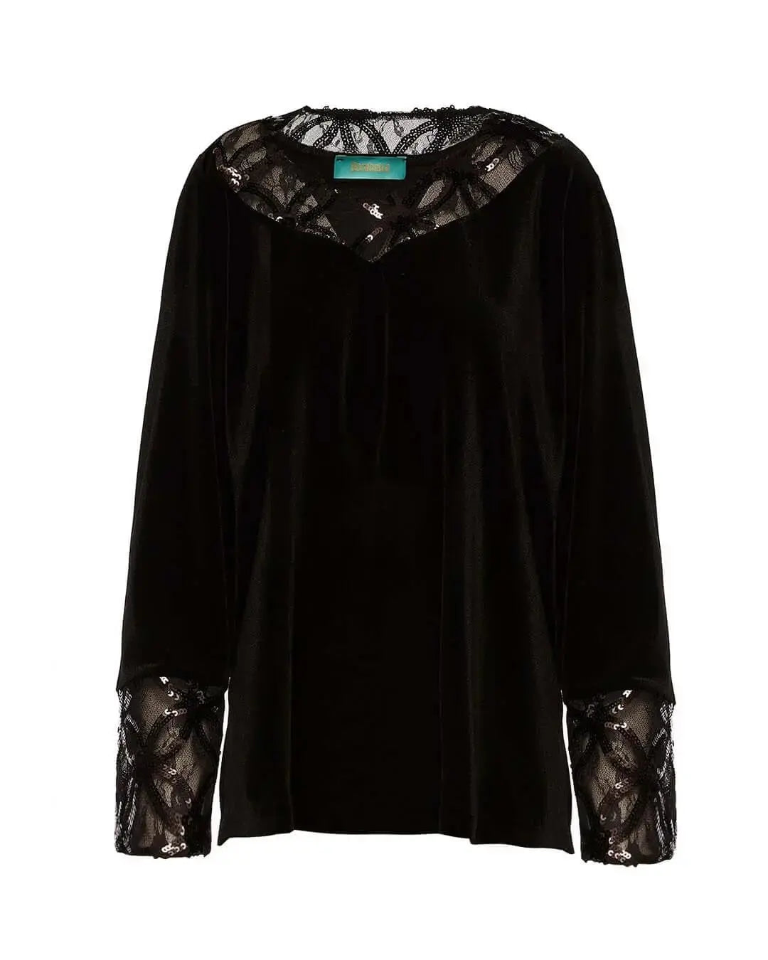 Blusa con inserti in pizzo ricamato NERO DORABELLA