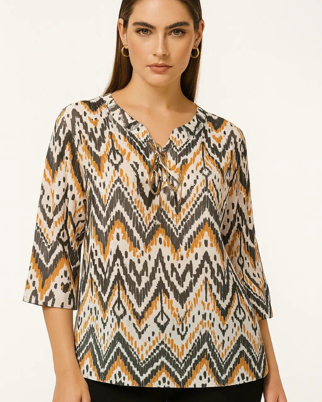 Blusa con laccetti in fantasia etno DORABELLA PIU'