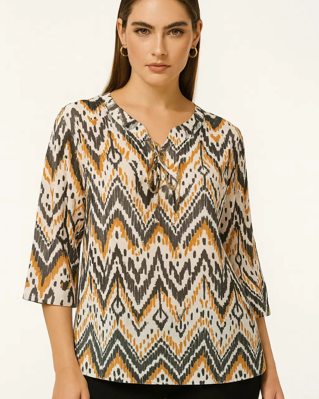 Blusa con laccetti in fantasia etno DORABELLA PIU'