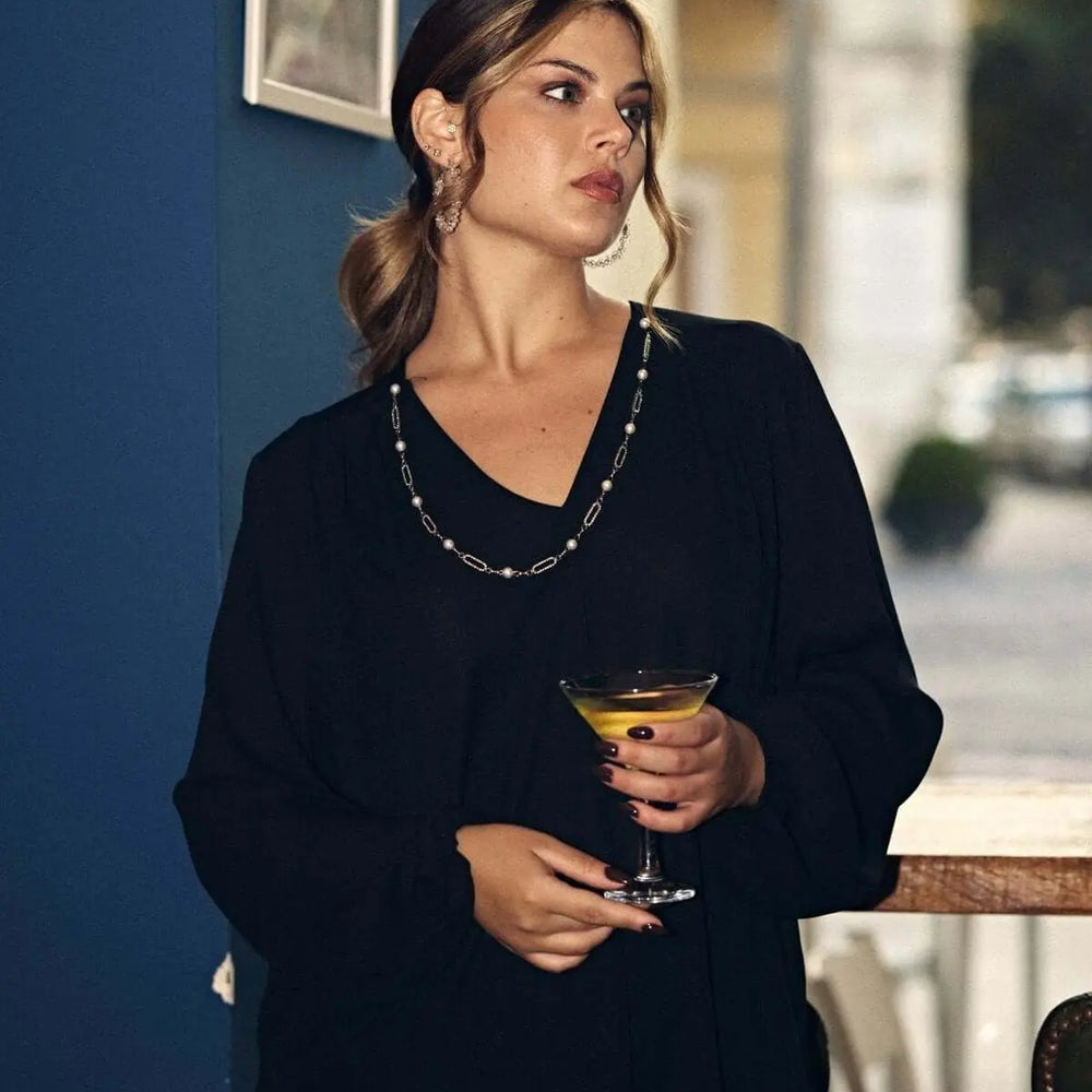 Blusa con pince e collana accessorio NERO DORABELLA PIU' 49