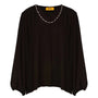 Blusa con pince e collana accessorio NERO DORABELLA PIU'
