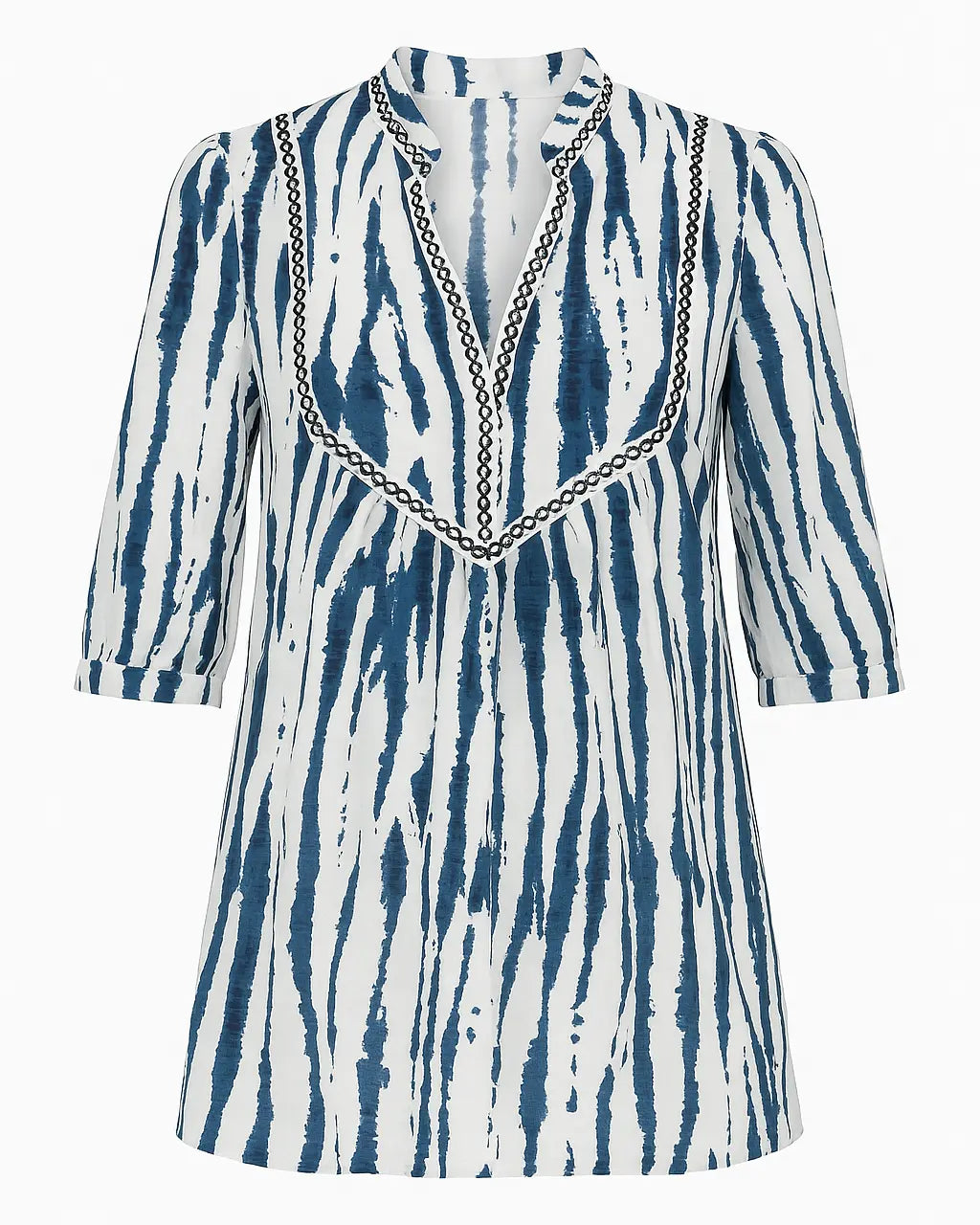 Blusa con scollo a V e passamaneria in viscosa stampato DORABELLA