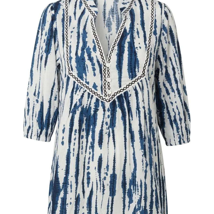 Blusa con scollo a V e passamaneria in viscosa stampato DORABELLA