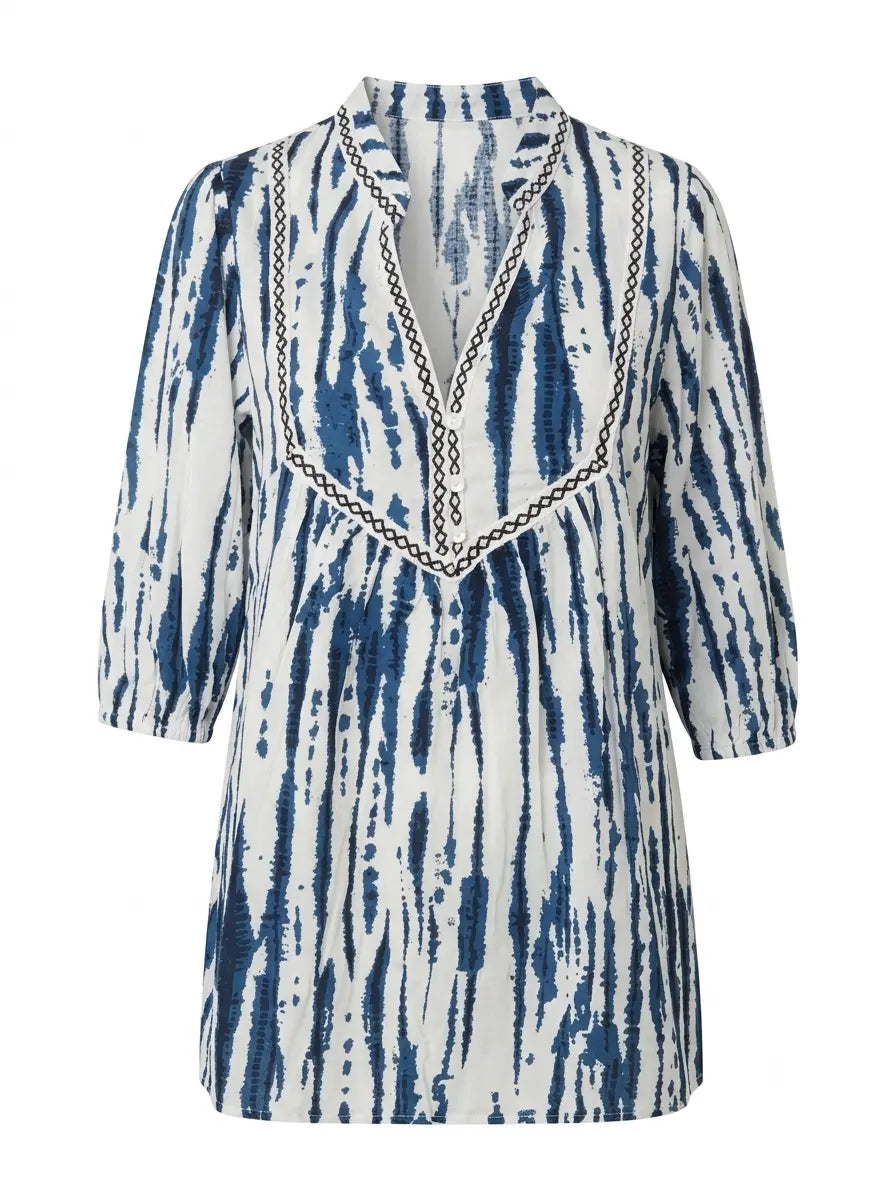 Blusa con scollo a V e passamaneria in viscosa stampato DORABELLA