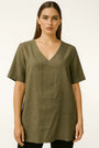 Blusa con scollo a V in misto lino e viscosa DORABELLA