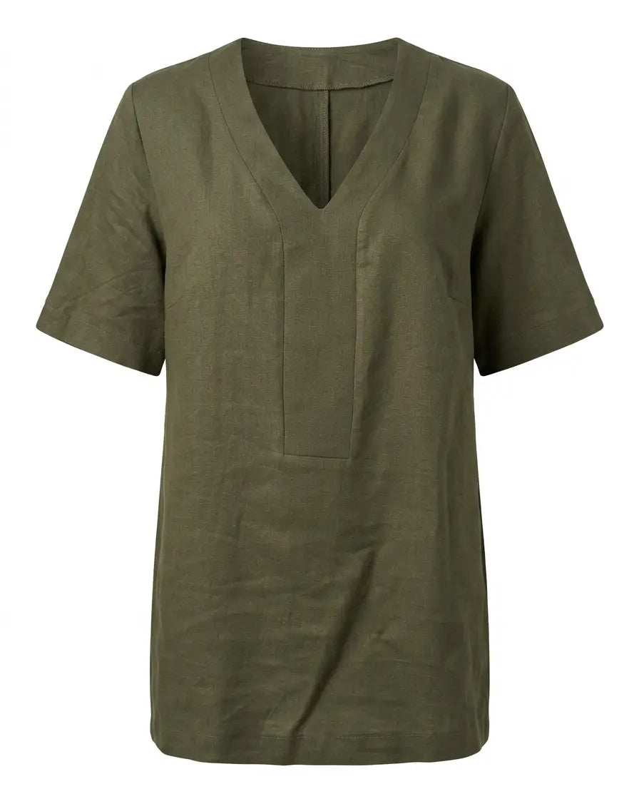 Blusa con scollo a V in misto lino e viscosa DORABELLA