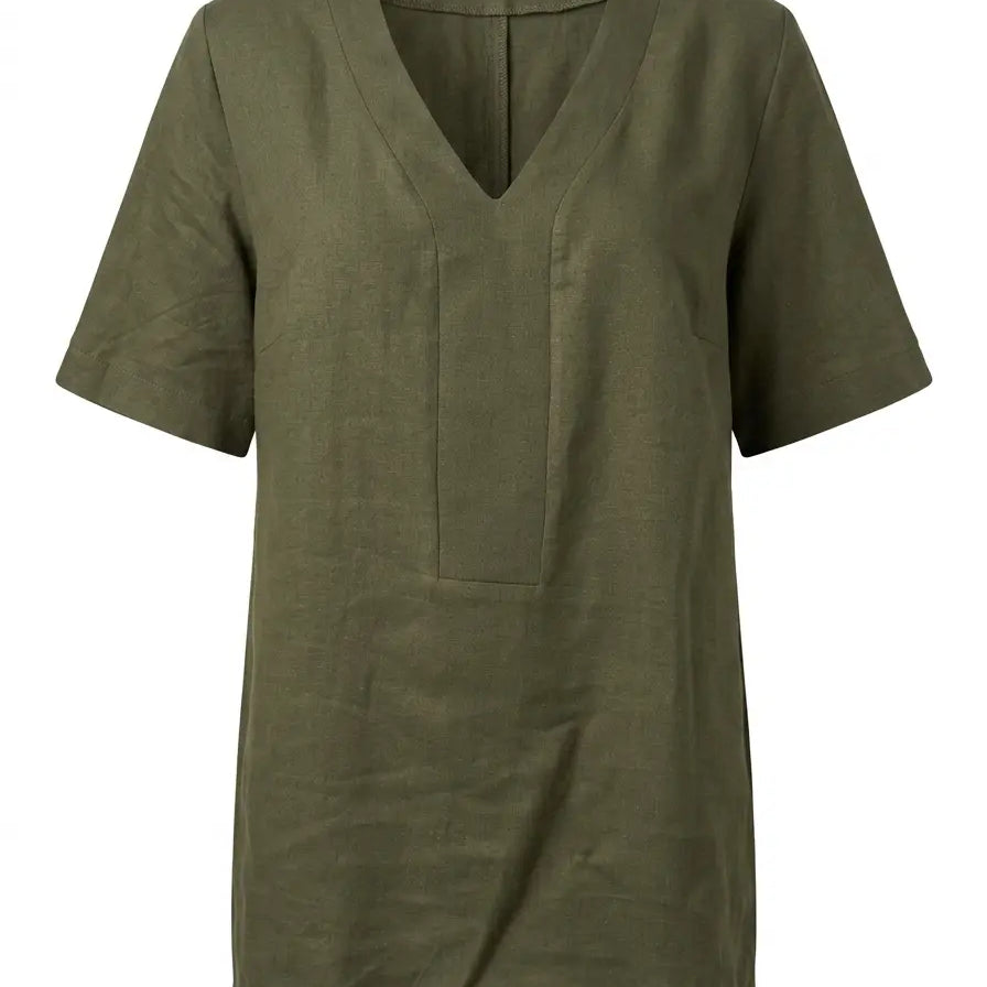 Blusa con scollo a V in misto lino e viscosa DORABELLA