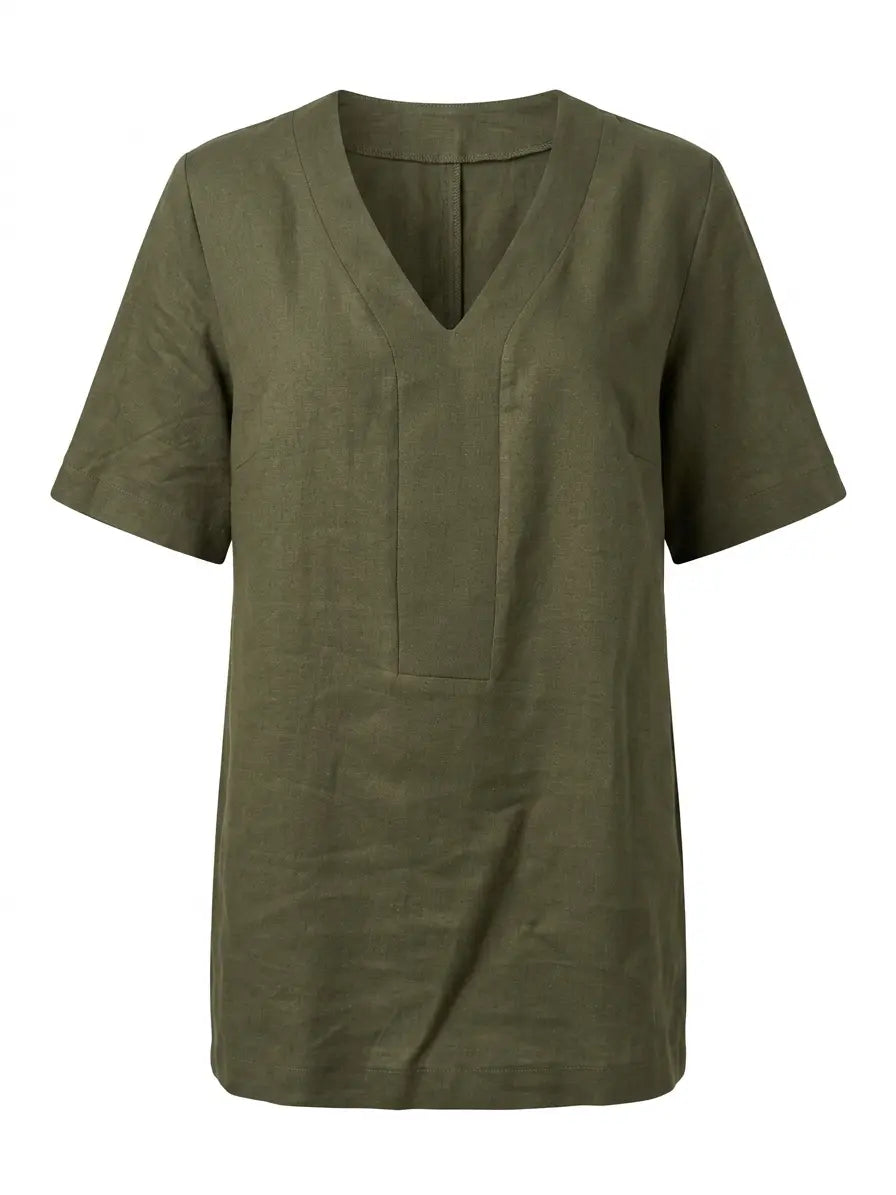 Blusa con scollo a V in misto lino e viscosa DORABELLA