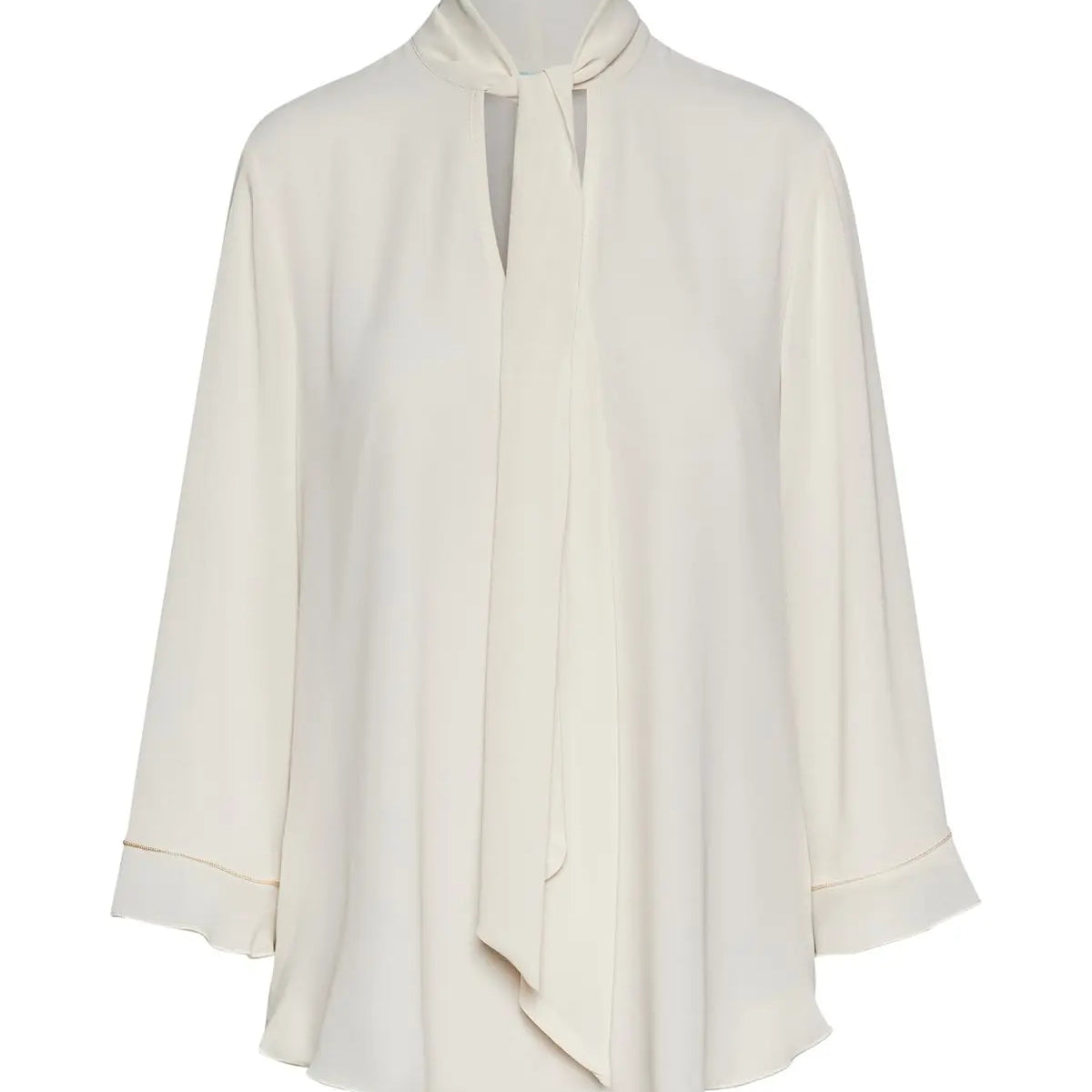 Blusa con scollo a V, fusciacca e manica a volant CREMA DORABELLA
