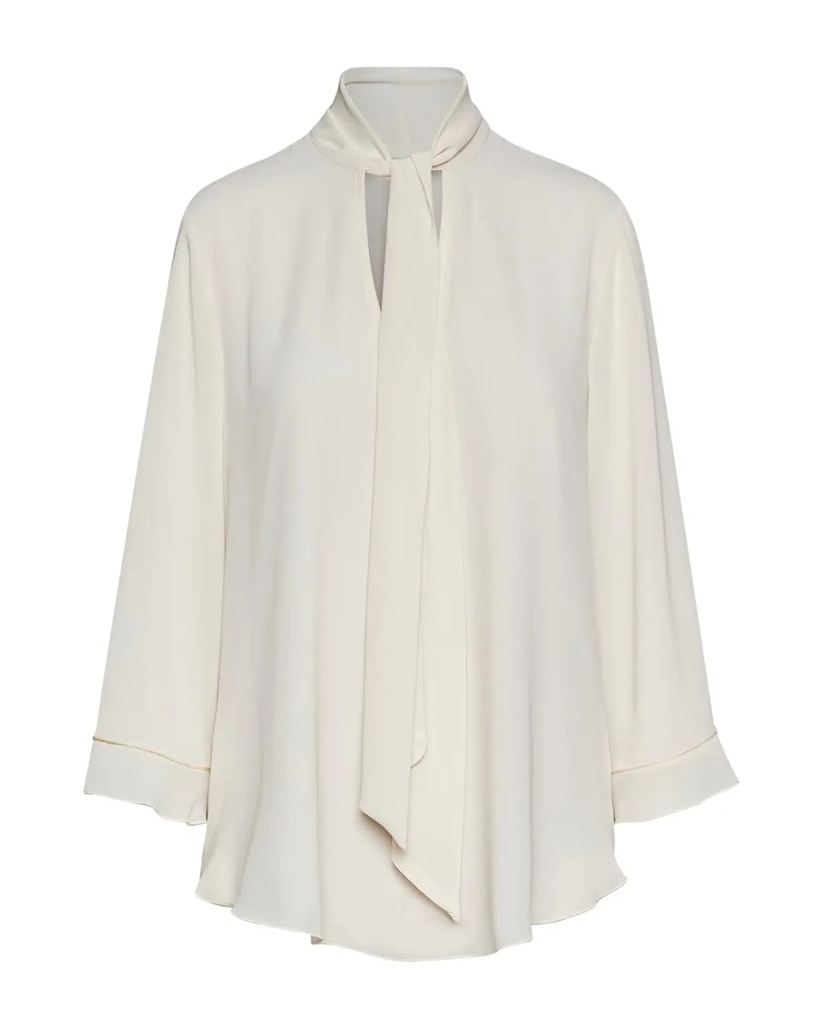 Blusa con scollo a V, fusciacca e manica a volant CREMA DORABELLA