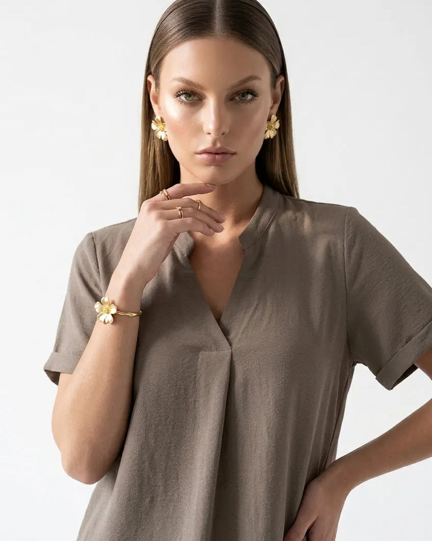 Blusa con scollo alla coreana DORABELLA