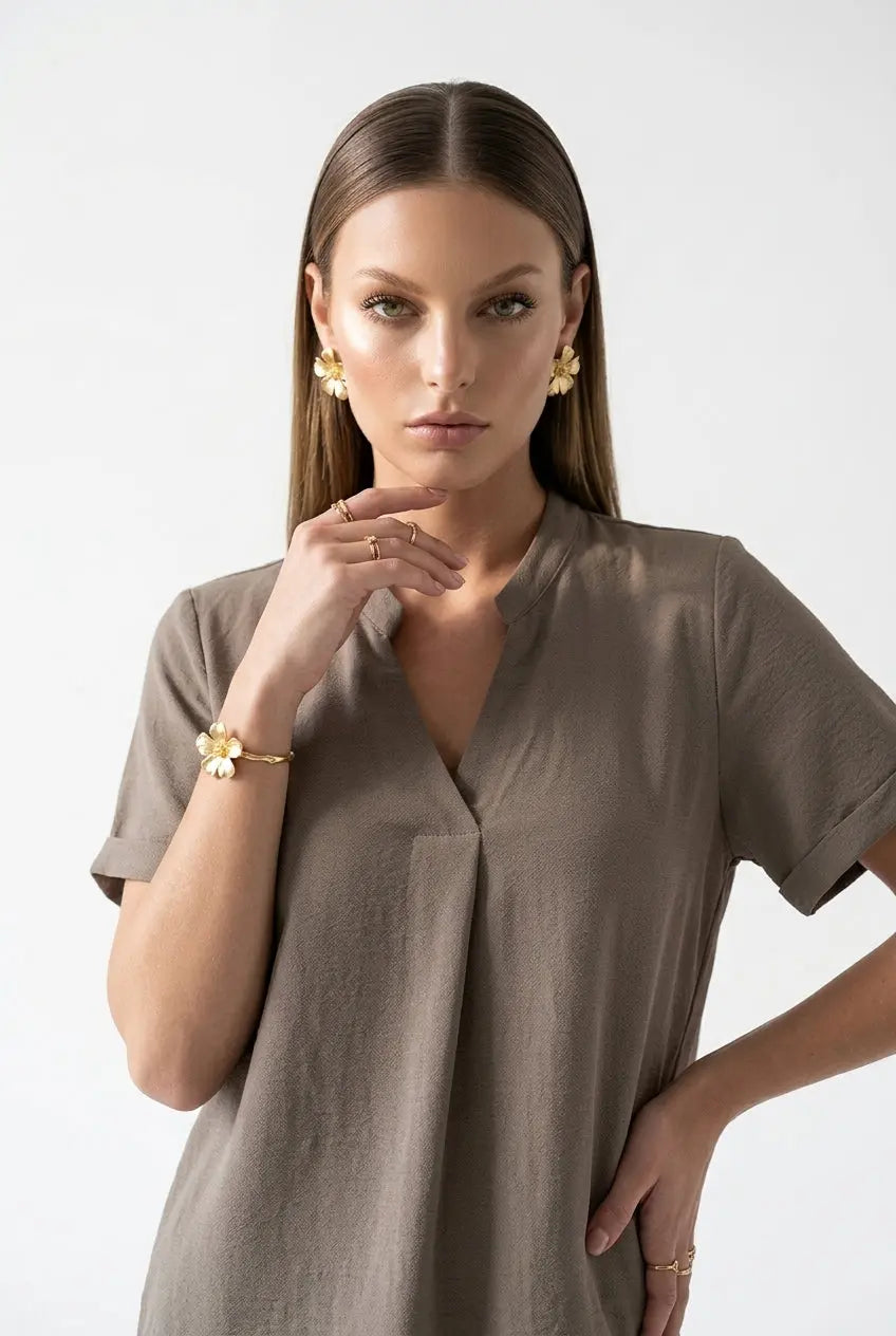 Blusa con scollo alla coreana DORABELLA