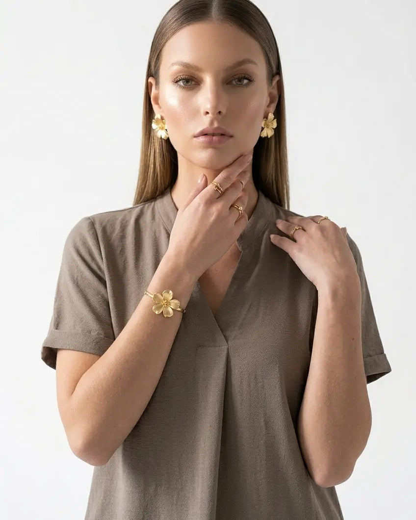 Blusa con scollo alla coreana DORABELLA