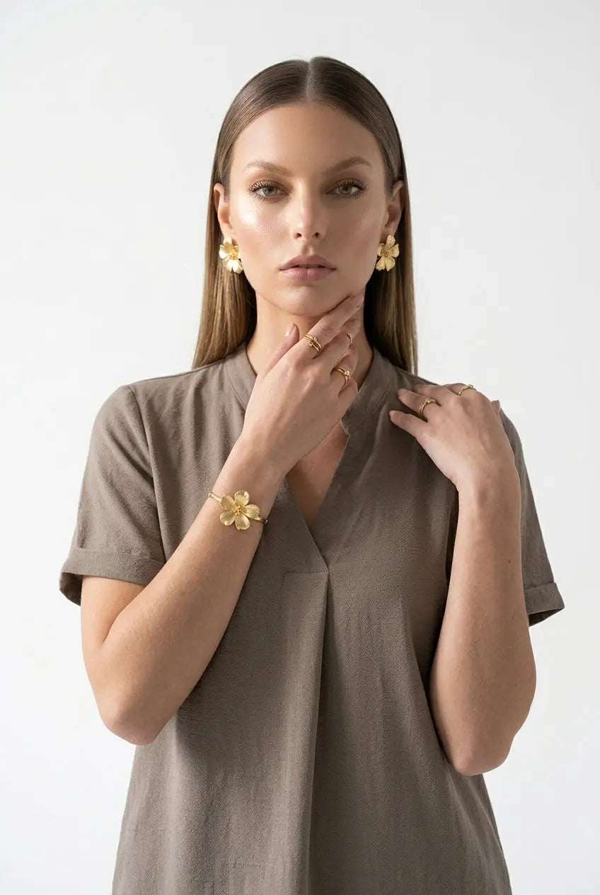 Blusa con scollo alla coreana DORABELLA