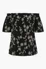 Blusa con scollo omerale elasticizzato in cotone ricamato DORABELLA Nero-XXL