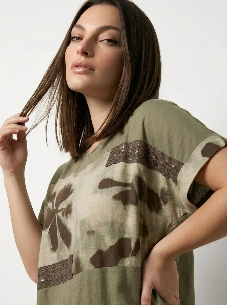 Blusa fantasia in lino DORABELLA PIU'