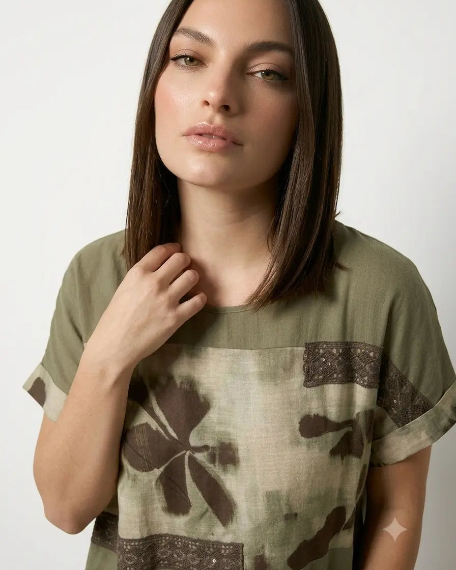 Blusa fantasia in lino DORABELLA PIU'