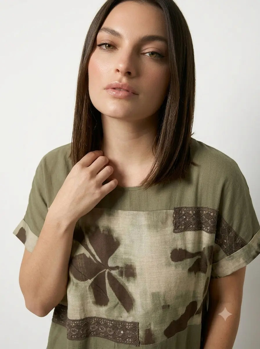 Blusa fantasia in lino DORABELLA PIU'