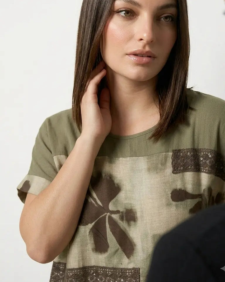Blusa fantasia in lino DORABELLA PIU'
