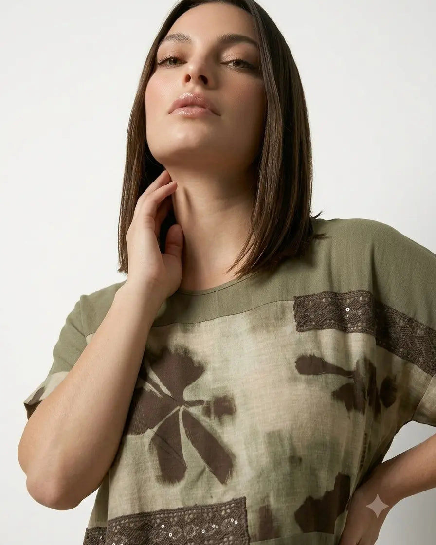 Blusa fantasia in lino DORABELLA PIU'