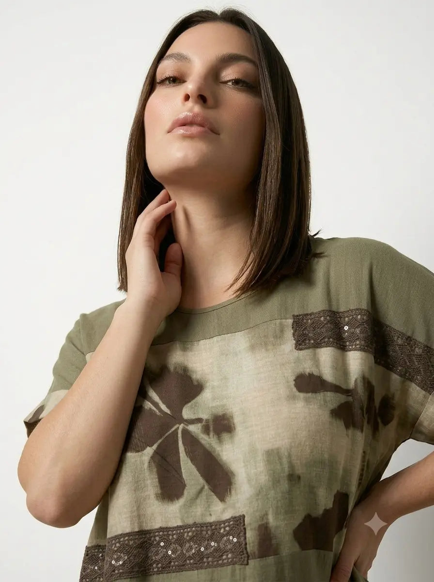Blusa fantasia in lino DORABELLA PIU'