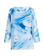 Blusa fluida in georgette con fantasia astratta sfumata e dettagli in paillettes AZZURRO DORABELLA