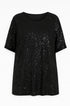 Blusa girocollo a mezza manica in paillettes DORABELLA PIU' 49 (58 IT) / Nero