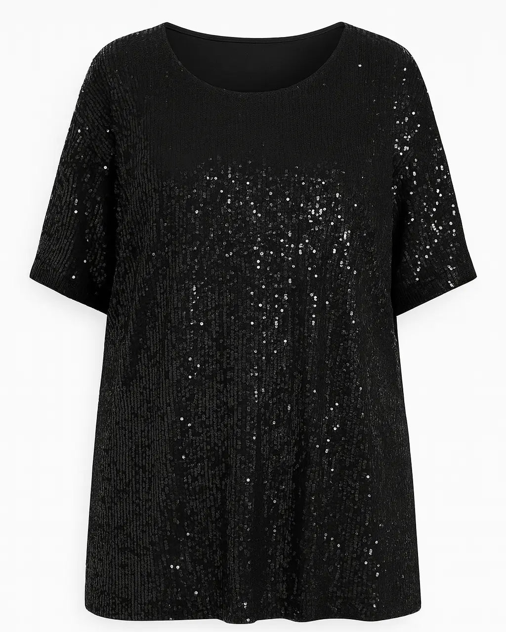 Blusa girocollo a mezza manica in paillettes DORABELLA PIU' 49 (58 IT) / Nero