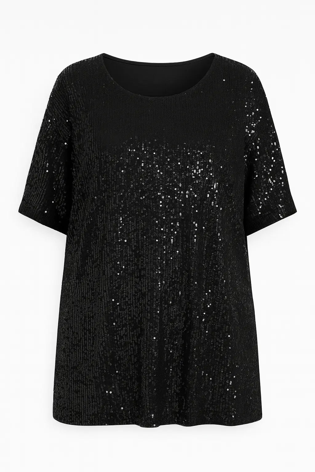 Blusa girocollo a mezza manica in paillettes DORABELLA PIU' 49 (58 IT) / Nero