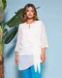 Blusa girocollo asimmetrica in georgette con dettaglio fiocco OFF WHITE DORABELLA