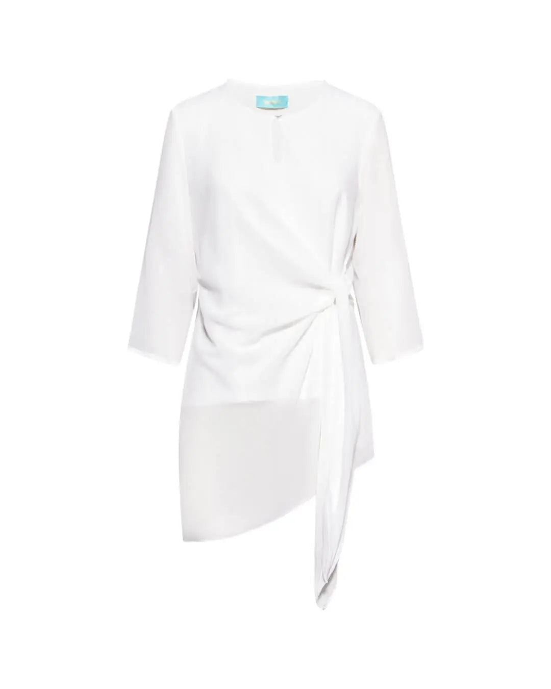 Blusa girocollo asimmetrica in georgette con dettaglio fiocco OFF WHITE DORABELLA XXL