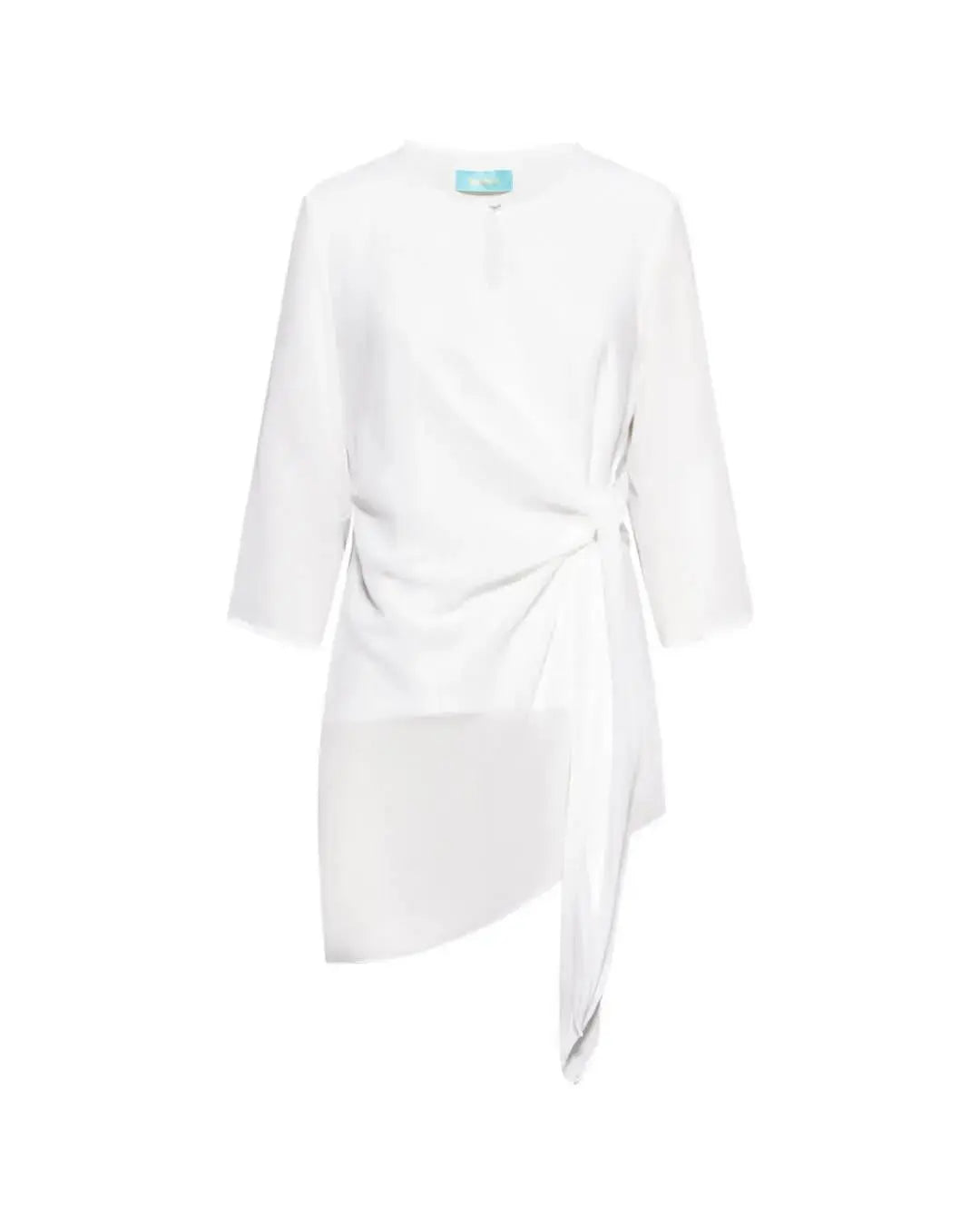 Blusa girocollo asimmetrica in georgette con dettaglio fiocco OFF WHITE DORABELLA XXL