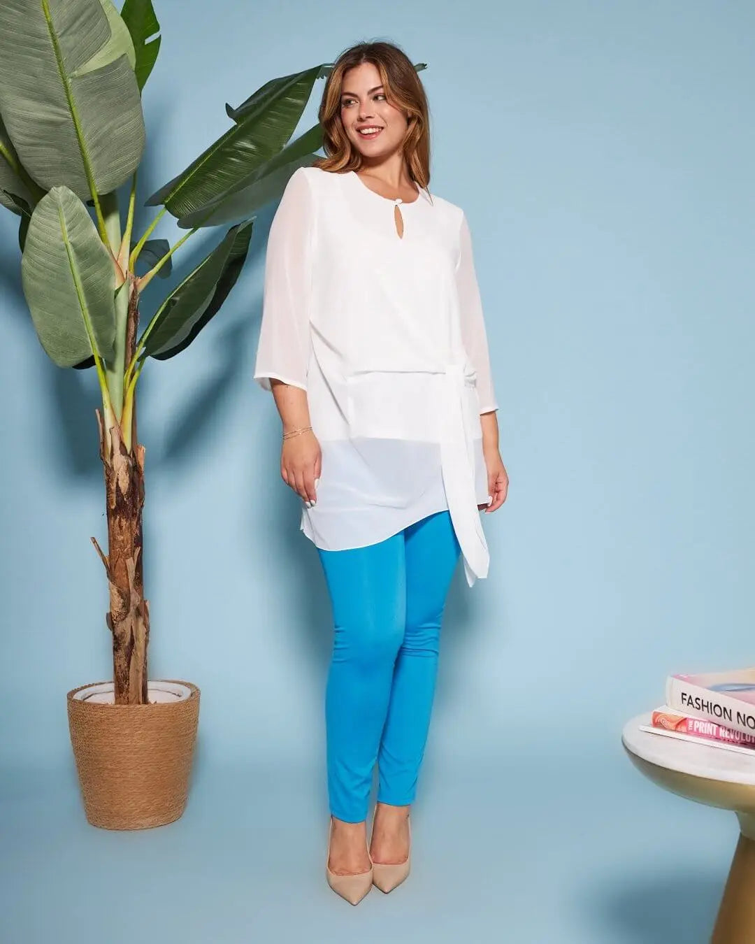 Blusa girocollo asimmetrica in georgette con dettaglio fiocco OFF WHITE DORABELLA